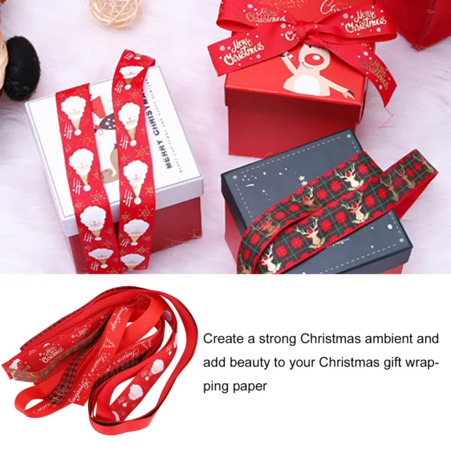 Paquete de 10 cintas de grano grueso de Navidad para regalo de decoraciones navideñas