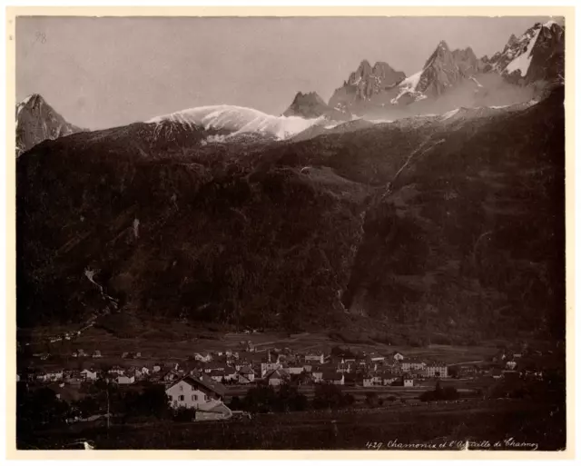 France, Chamonix, Mont-Blanc, vue générale Vintage print,  Photomécanique  2