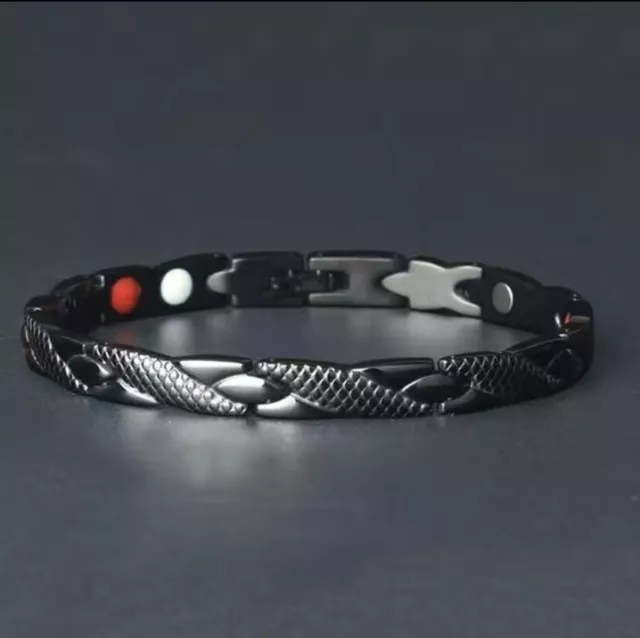 Bracciale Uomo magnetico Titanio Super Forte Terapia Terapeutico Braccialetto