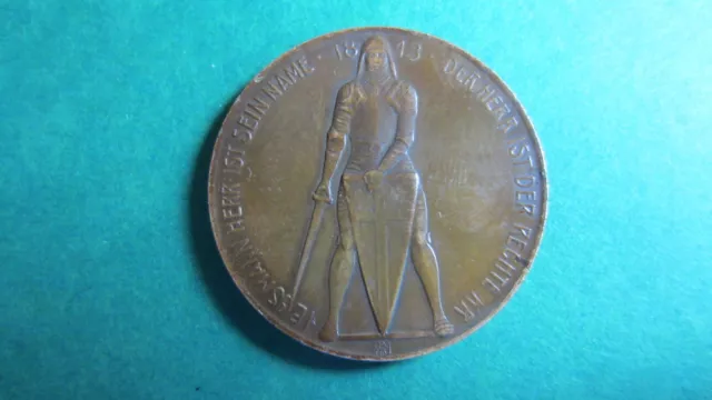 Medal Bronze Saxony Leibzig Völkerschlachtsdenkmal 1913 IN XF (6399)