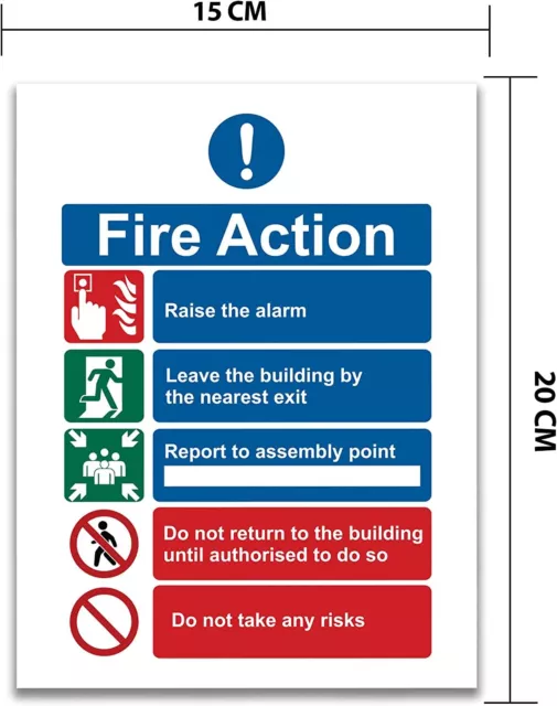 Acrylic/Plastic Fire Action Notice Sign- 15 x 20 cm Ideal Sized Fire Safety Sign