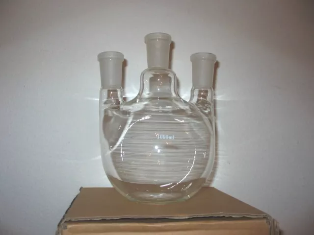 case of 6 3-neck Flat bottom flasks FBF: 24/40 1000ml straight