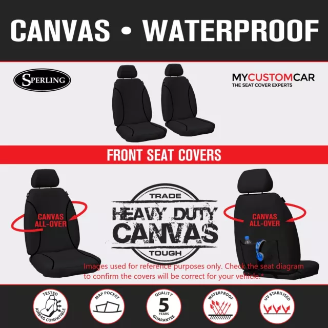 Nissan Navara D23 NP300 Single Cab 2015-On TRADIES Front Black Canvas Seat Cover