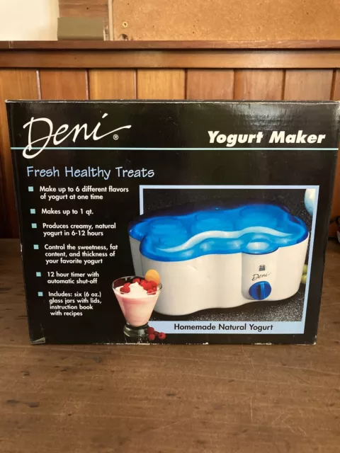 Deni Yogurt Maker 1-Quart Electric w/ 6 Glasses Make Fresh Yogurt NIB