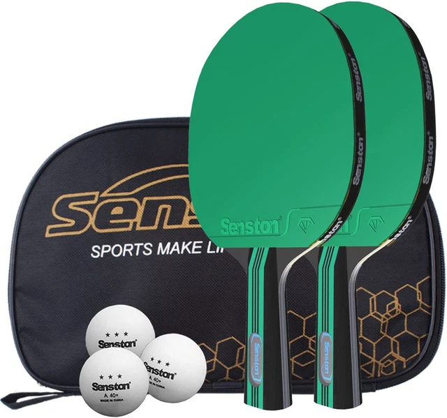 Senston Tischtennisschläger 2-Spieler-Set, Tischtennis-Paddel-Set mit Schlägerkoffer
