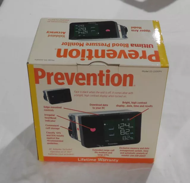 PREVENTION: ULTIMA BLOOD PRESSURE MONITOR DS-2200 w/ Case, Cuff, & AC ...