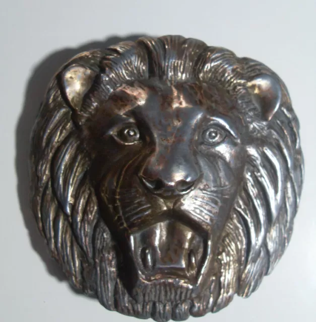 très grosse boucle de ceinture tête de Lion sculptée-bronze-pour largeur 7,5cm
