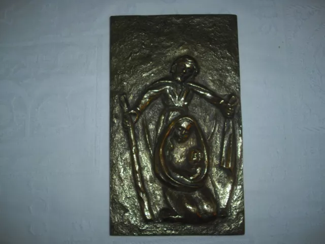 Relief aus Bronze, Motiv Maria, Josef, Kind, neu v. Kunstgießerei Manfred Koenen