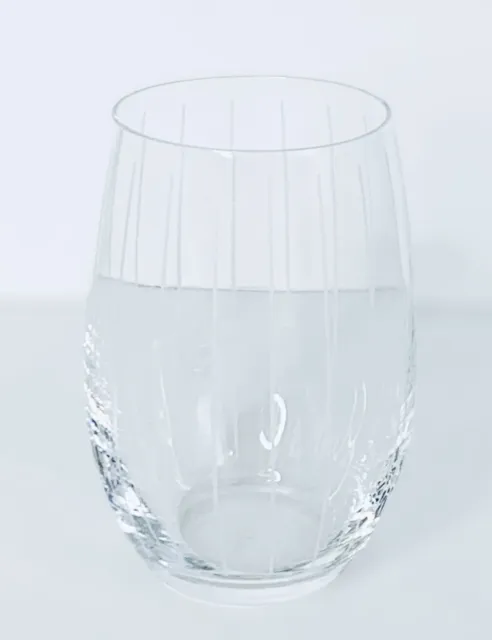 Mikasa CHEERS Clear Etched White Vertical Lines 17 OZ Stemless Wine Glass NEW