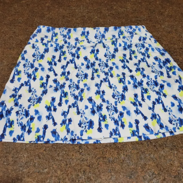 Lady Hagen Skort Women’s Size 8 Golf Pickleball Blue Yellow Floral Pockets