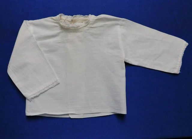 Antique vintage handmade baby clothes open backed vest top with lace trim C