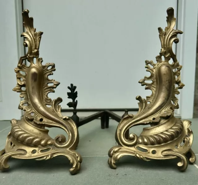 Pair Of Rococo Style Gilt Chenets  / Andirons