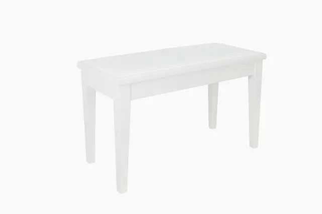 Double Duet Piano Stool with large storage compartment, in polished white