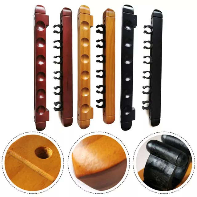 Compact Wooden Billiard Cue Wall Rack Holder Space Saving Rack for 6 Sticks