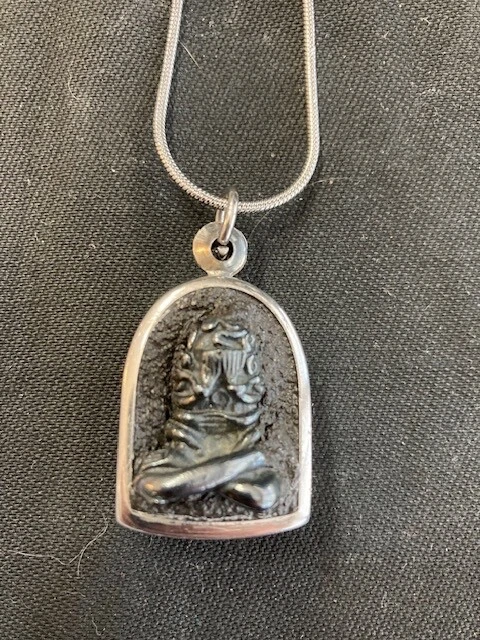 Very Cool Thai Hand Carved Meteorite Necklace  of Praying Monk