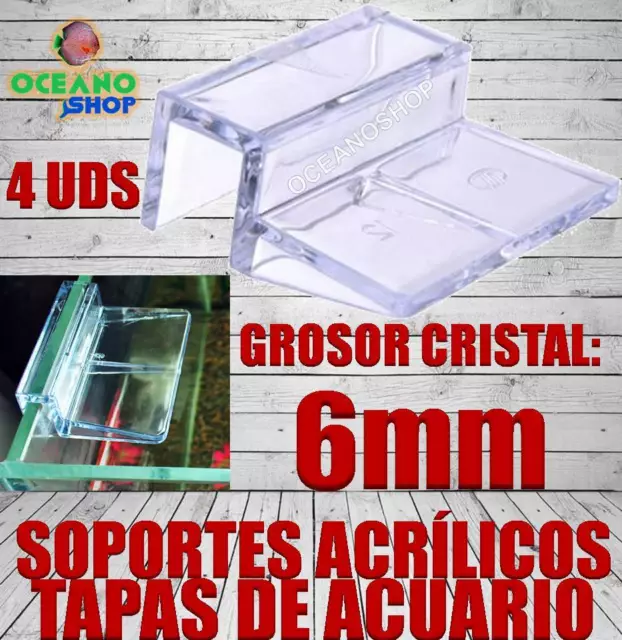 4 UDS SOPORTE PARA CRISTAL 6MM ACRILICO TAPA ACUARIO vidrio clip pieza pecera