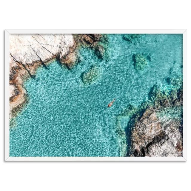 Aerial Island Art Print. Turquoise Waters Poster. Mediterranean Coastal | BOC-51