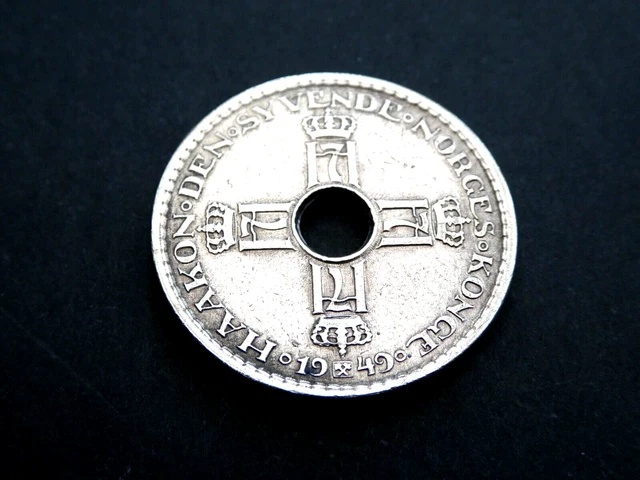 Norway 1 Krone 1949 Km#385 Very Fine Condition 1100505/506