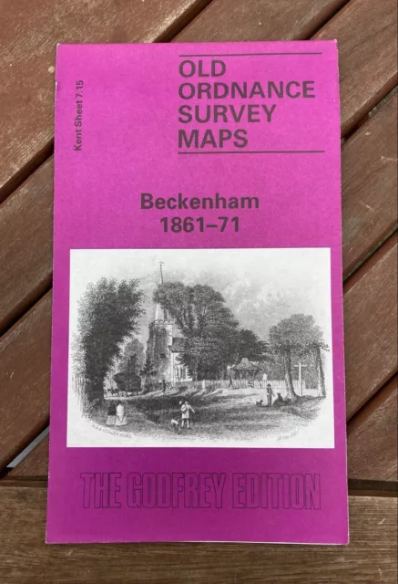 Reprint of 1861-71  Beckenham OS Ordnance Survey Map Godfrey Edition Kent 7.15