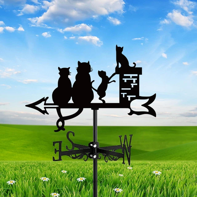 Figurine De Chat Avec Ailes Noires Pour Jardin - Décoration Extérieure En Métal - 23.3 X 28 Cm - Parfait Pour Halloween