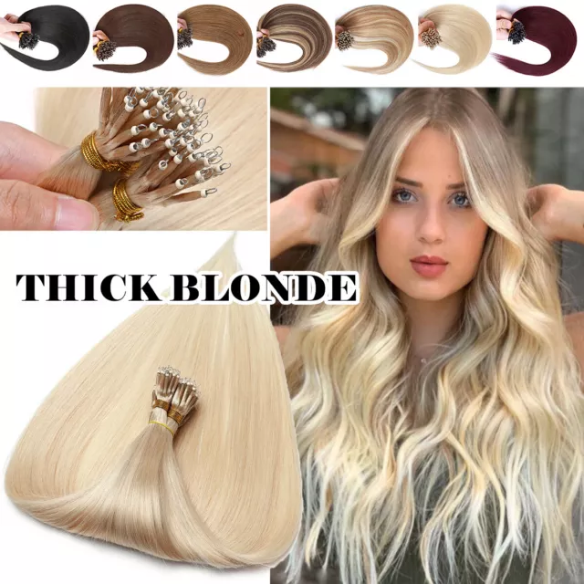 Nano Ring Tip Beads Double Drawn Real Hair Extensions Remy 100% Human Hair THICK