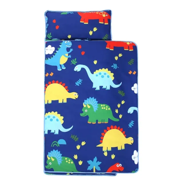 Nap Mat Sleeping Bag Pillow Blanket Toddler Kids Travel Daycare School Dinosaurs