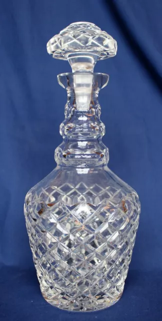 Mid 20th c. Mallet Shaped Diamond and Facet Cut Lead Crystal Decanter c. 1965