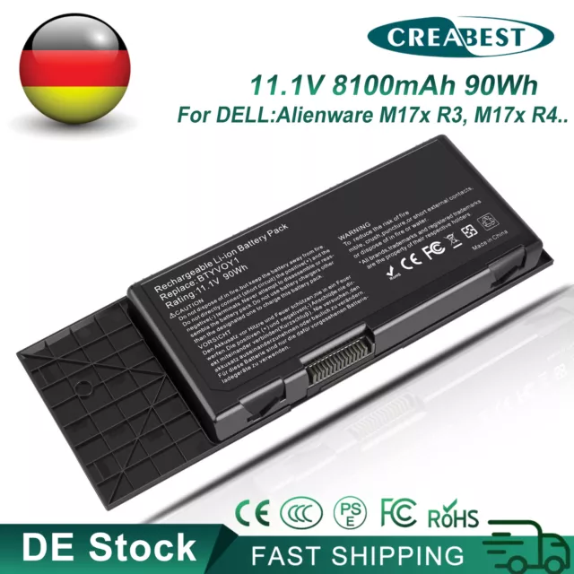 8100mAh 7XC9N BTYVOY1 C0C5M 5WP5W 318-0397 Akku Für DELL Alienware M17x R3 R4