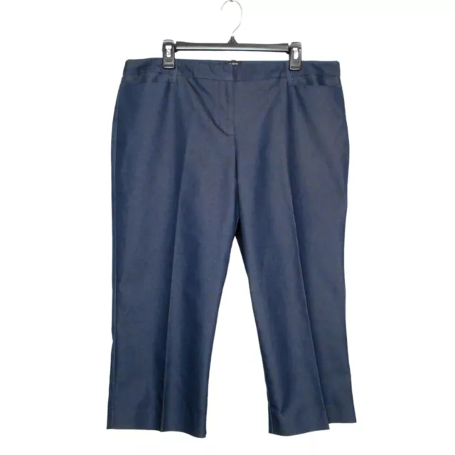 Attention Womens Pants 16 Blue Heather Capri Cotton Blend Straight Modern Fit