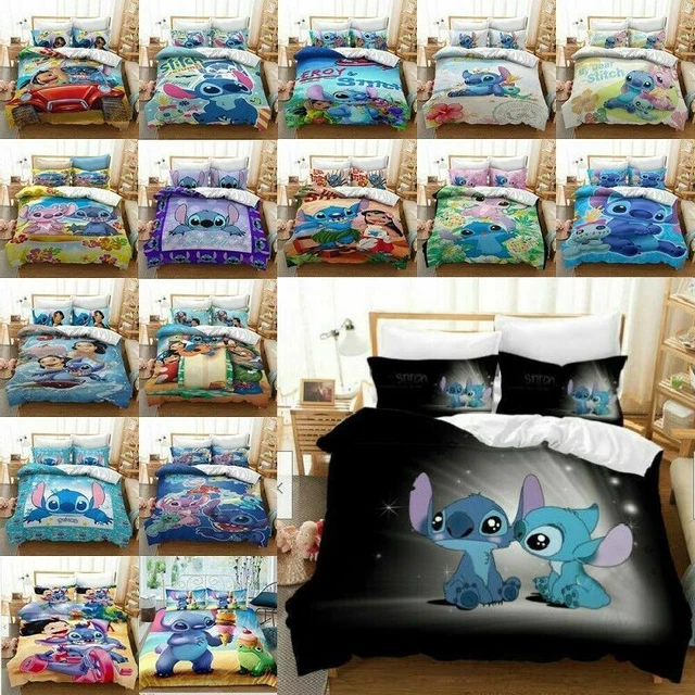 3D LILO STITCH Bed Cartoon Single Double Quilt Duvet Cover Set Pillowcase Kid £22.66 PicClick UK