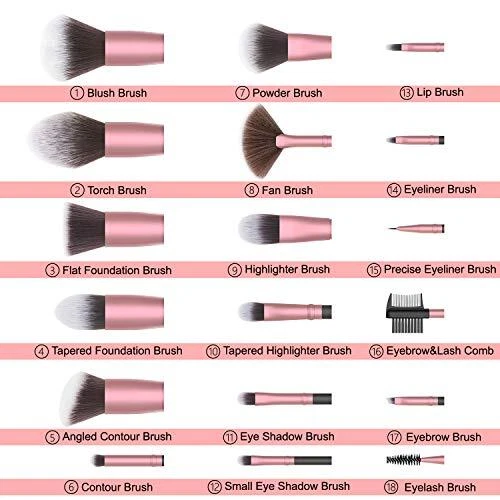 Pennelli Make Up EmaxDesign Set di 18 Pennelli per il Trucco Professionali fo... 7