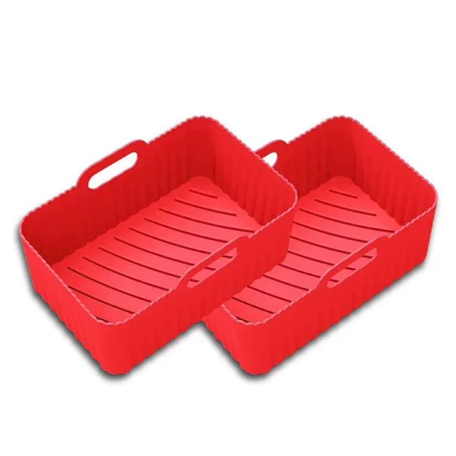 For Silicone Basket Tray Fried Baking Pan Insert Dish Accessory Dual Basket  For Ninja Dz201 For Red
