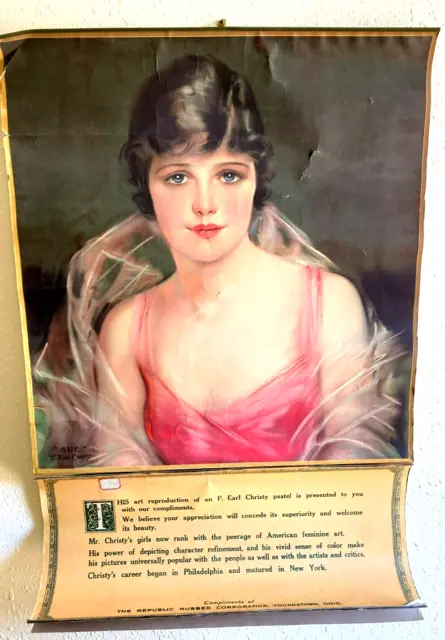 Antique Advertising Calendar  T Earl Christy Art  1918  Complete  31" x 20.5"