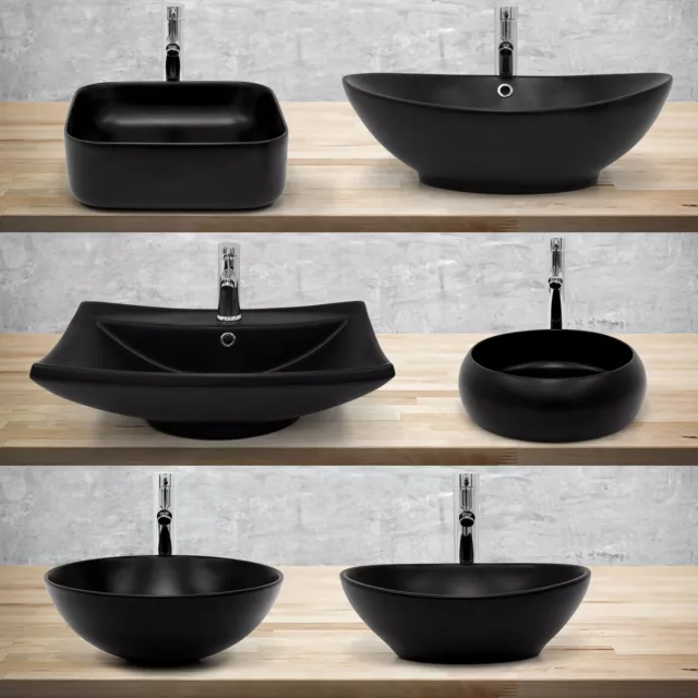 Lavabo ceramica lavello da bagno lavandino d'appoggio diversi modelli nero opaco