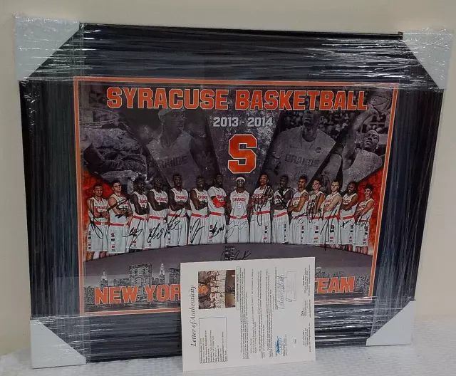 1/1 Auto Team Signed SYRACUSE Poster 18x24 JSA Framed Matted Boeheim Gbinije NBA