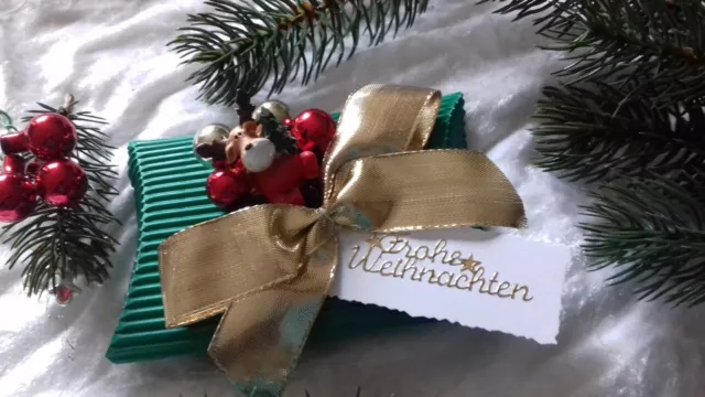 Wunderschöne Geschenkschachtel Weihnachten X-mas Elch Rentier  Geldgeschenk Box