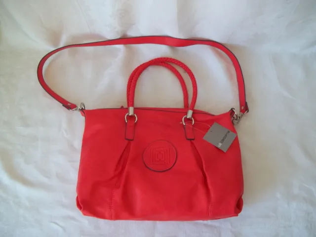 New Liz Claiborne Red Echo Satchel Faux Red Leather