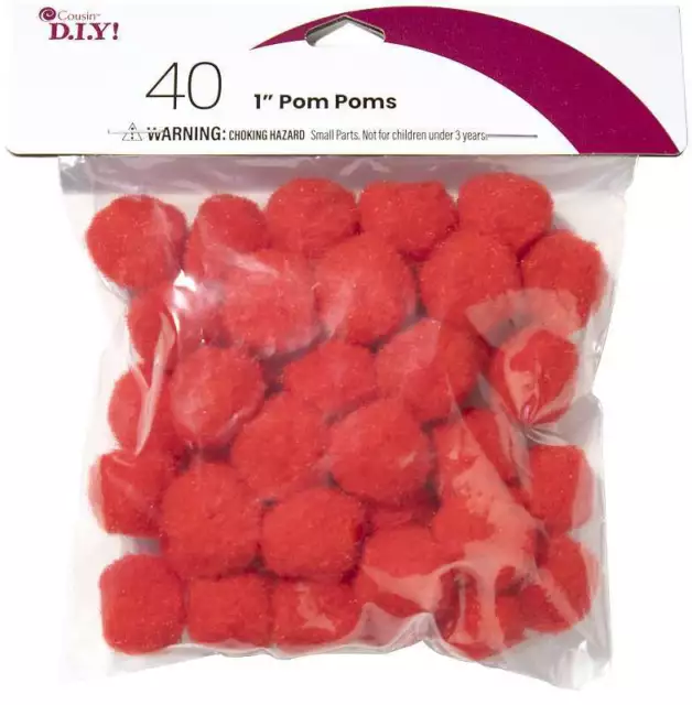Pom-Poms 1" 40/Pkg Red