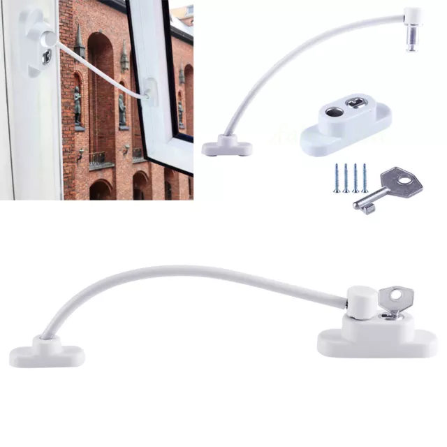 2 x White Window Door Cable Restrictor Ventilator Child Safety Security Lock #