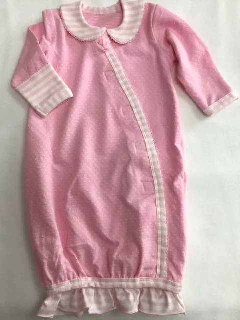 Preemie baby girl gown Stephan Baby adorable pink dainty print hook&loop-closure 2