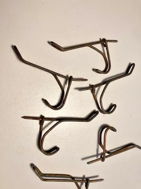 6 Vintage Farmhouse Copper Wire Hat Coat Closet Hooks Screw In Hangers Hall Wall