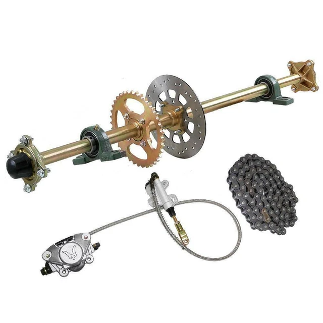 44" Go Kart Quad Rear Live Axle Disc Brake Assembly Sprocket Chain Drift Trike