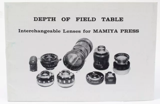 Original Vintage Mamiya Depth of Field Table Manual for Mamiya Press Cameras