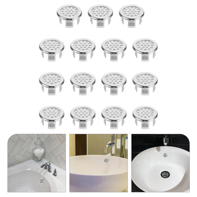 15 Pcs Round Overflow Trim Rings Basin Overflow Hole Cover Wash Basin Sink Tub