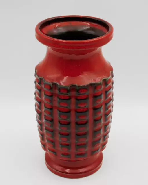 MID CENTURY WEST GERMANY - *Jasba Keramik* Deep Red Block VASE 20cm - Exc