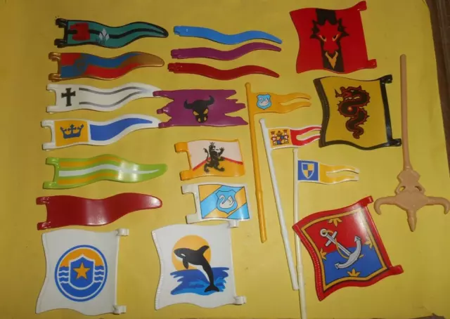 Lot Accessoire Drapeau Playmobil Pour Personnage Chevalier Et Autres