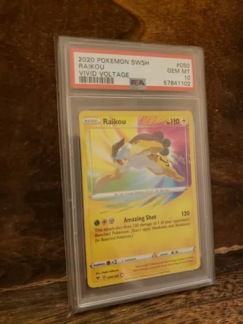 2020 Pokemon SWSH Vivid Voltage Raikou Amazing Rare #050/185 PSA 10 Gem Mint