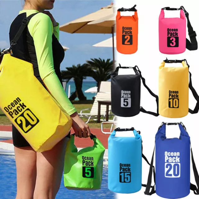 2L-30L PVC Waterproof Dry Bag Sack Ocean Pack Floating Boating Kayaking Camping