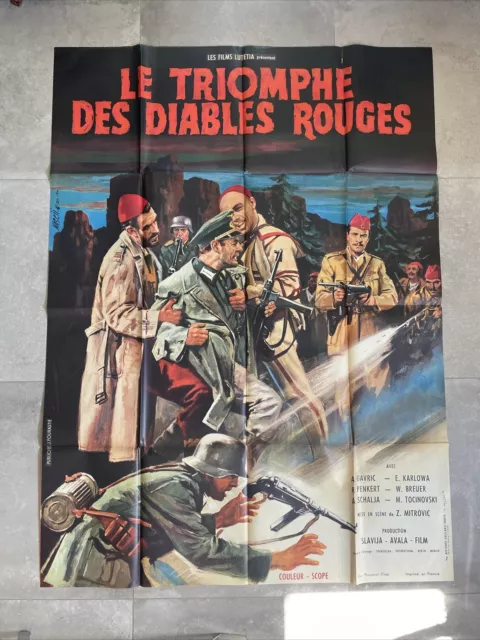 Affiche LE TRIOMPHE DES DIABLES ROUGES -1960- KAPITAN LESI-120x160cm Yougoslavie