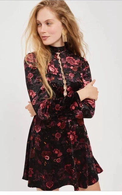 Topshop velvet sales floral dress